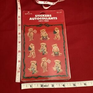 Vintage NOS Hallmark Christmas Teddy Bears stickers 4 sheets package sealed
